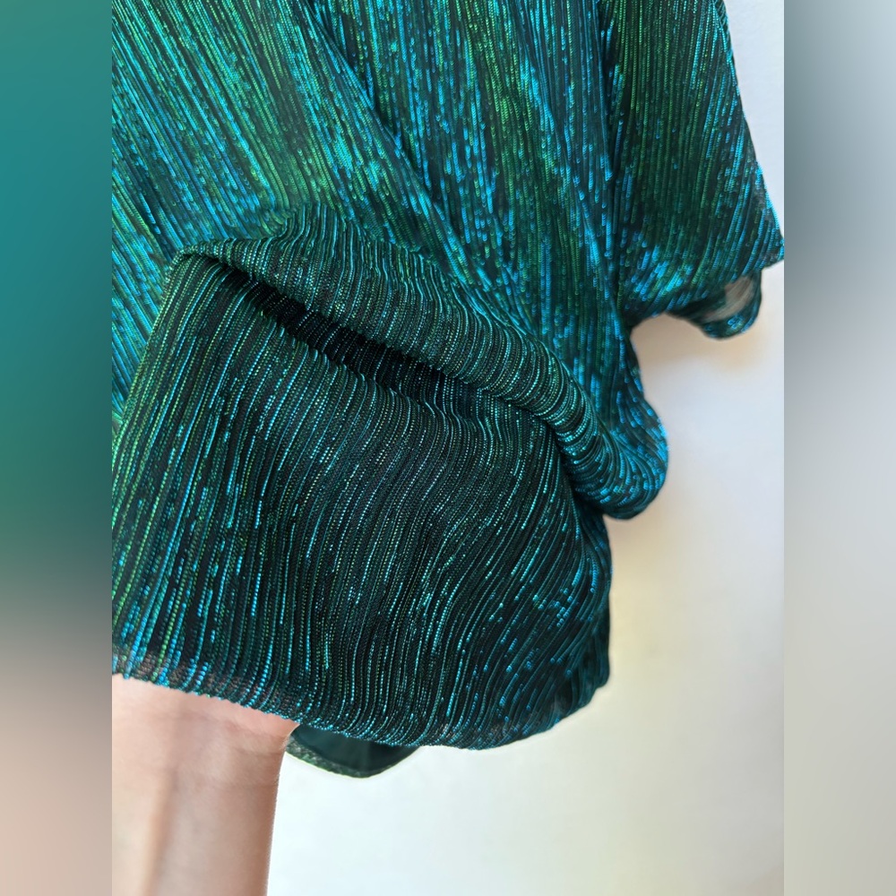 Msk Teal Glitter Split Sleeve Blouse - image 5